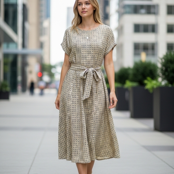 Toad&Co Dresses & Skirts - Toad&Co Tan Patterned Midi Dress